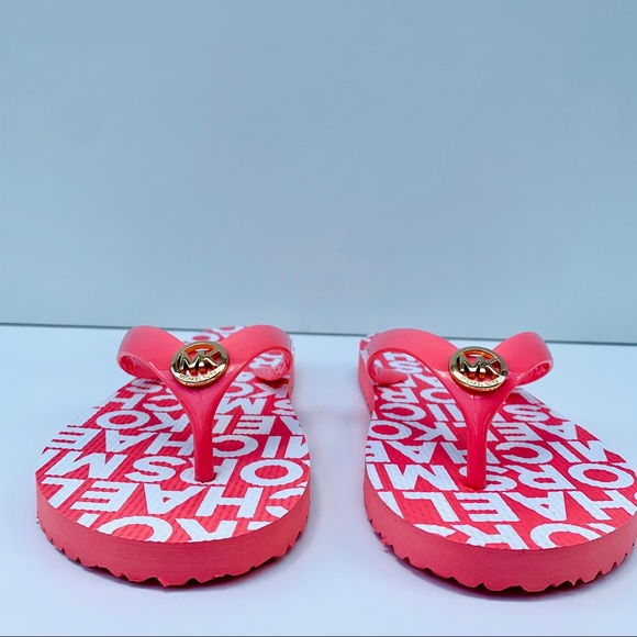 Micheal Kors Grapefruit/Gold logo Flip Flop - Picture 2 of 8